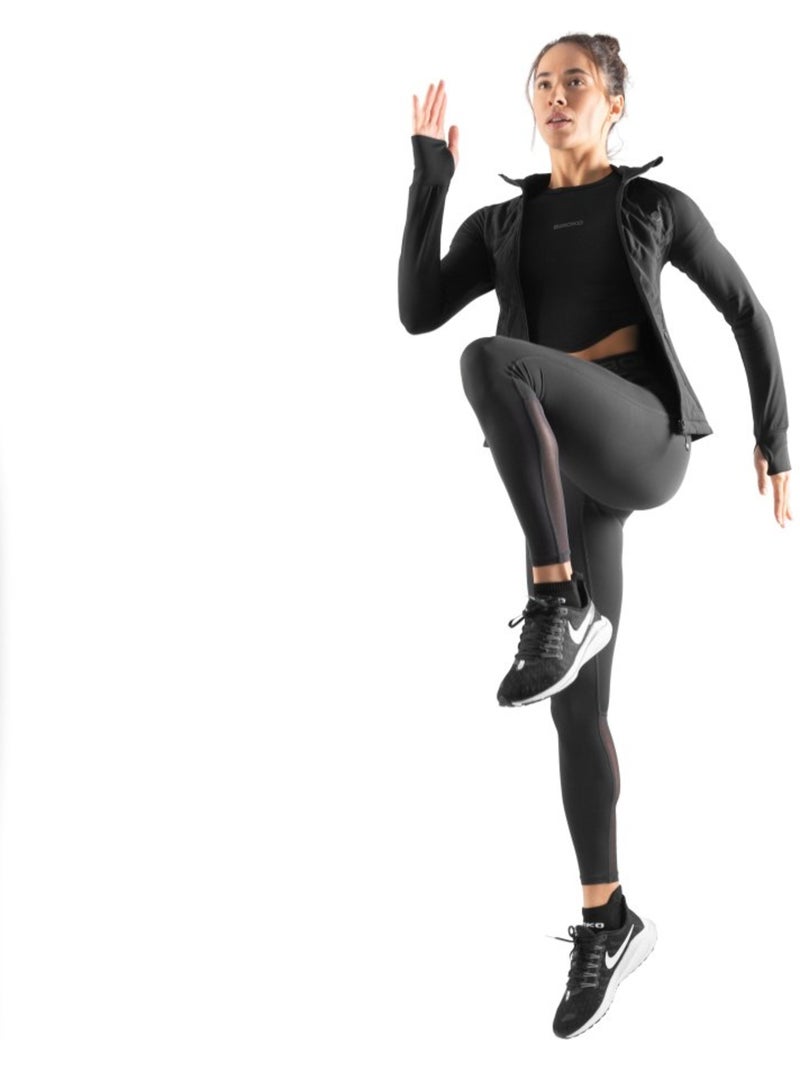 Top corto da allenamento a maniche corte da donna fitness donna sculpt Nero - Kiabi