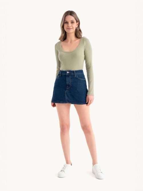 Top corto in cotone basic a maniche lunghe hiccup - Kiabi Top corto in cotone basic a maniche lunghe hiccup - Kiabi