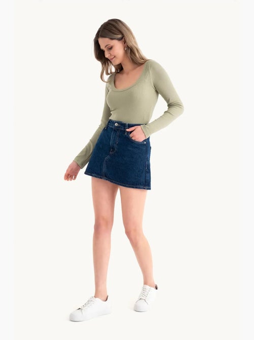 Top corto in cotone basic a maniche lunghe hiccup - Kiabi Top corto in cotone basic a maniche lunghe hiccup - Kiabi