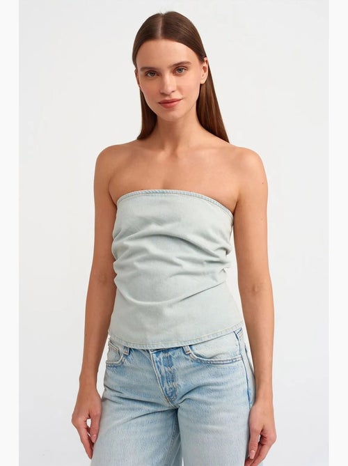 Top corto in denim senza spalline da donna dilvin - Kiabi Top corto in denim senza spalline da donna dilvin - Kiabi