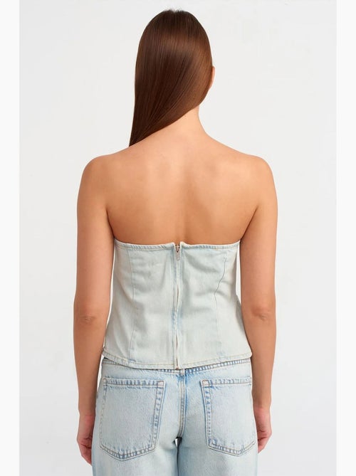 Top corto in denim senza spalline da donna dilvin - Kiabi Top corto in denim senza spalline da donna dilvin - Kiabi