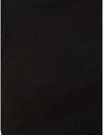 Top corto in maglia a coste senza maniche con scollo a girocollo hiccup