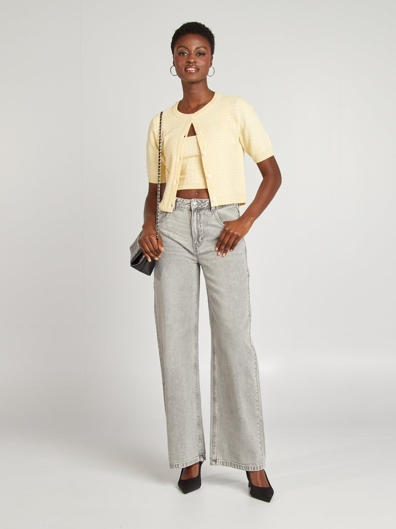 Top corto in maglia a quadri GIALLO - Kiabi