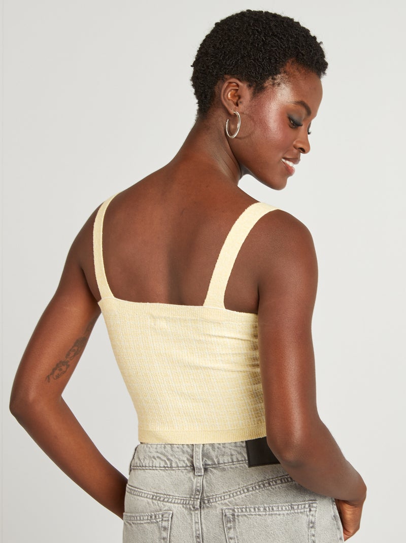 Top corto in maglia a quadri GIALLO - Kiabi