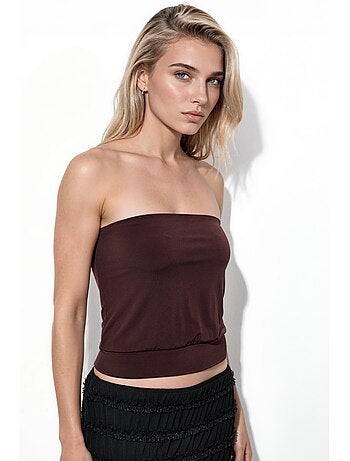 Top corto in maglia senza spalline busem