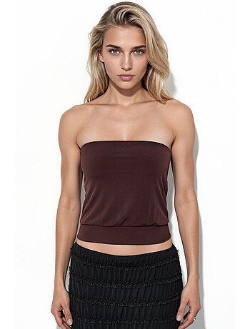 Top corto in maglia senza spalline busem
