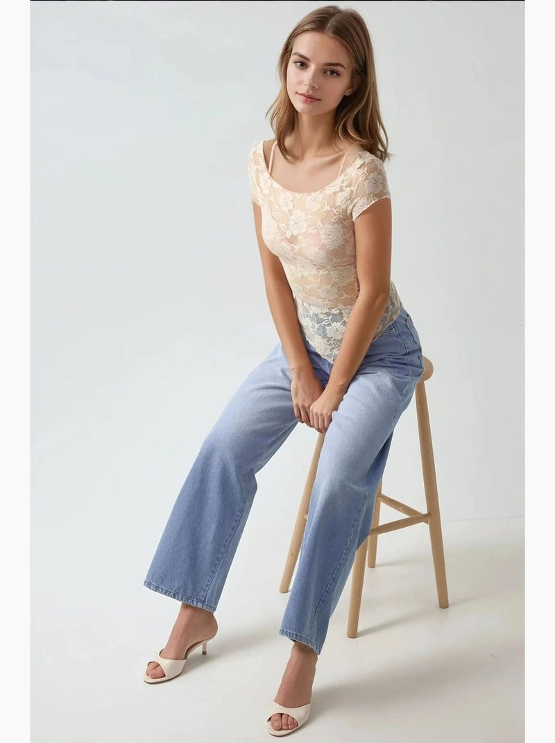Top corto in pizzo floreale pika collection hiccup Avorio - Kiabi