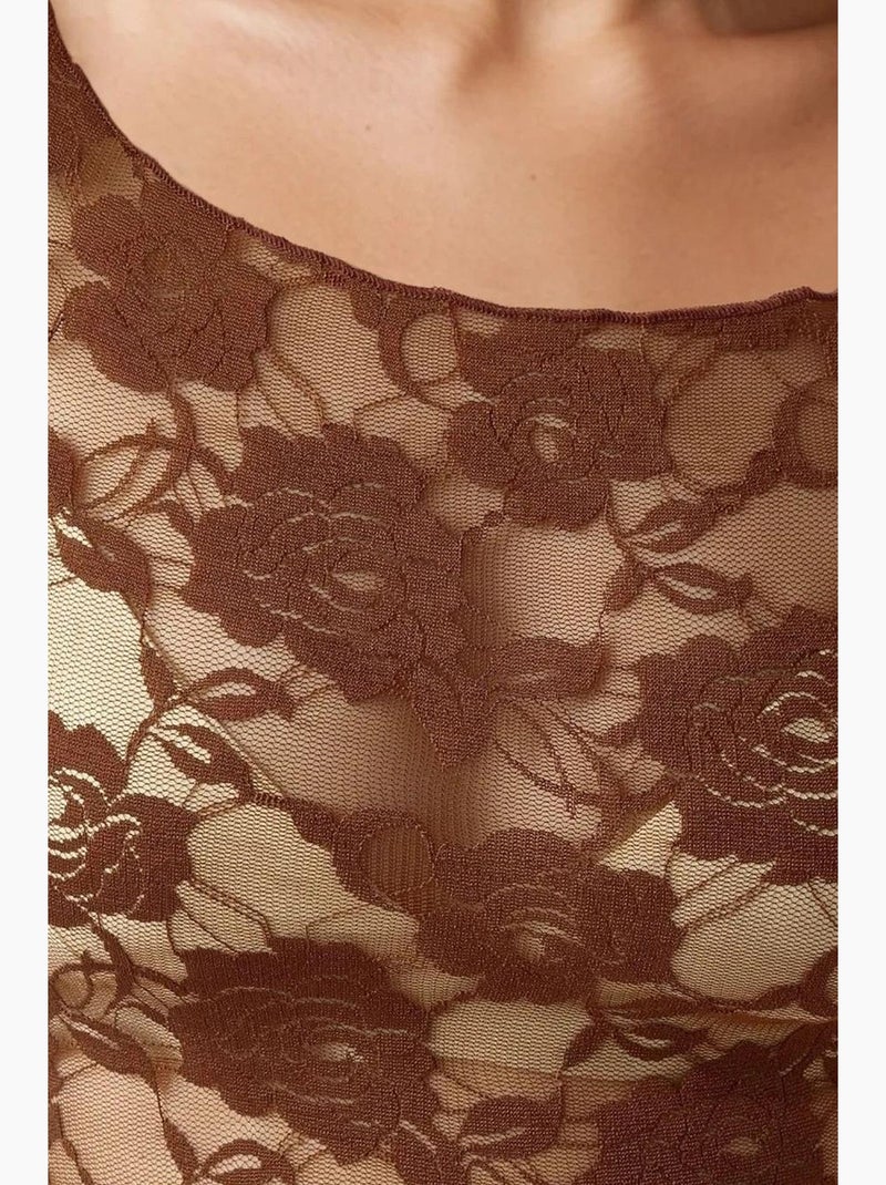 Top corto in pizzo floreale pika collection hiccup Marrone scuro - Kiabi