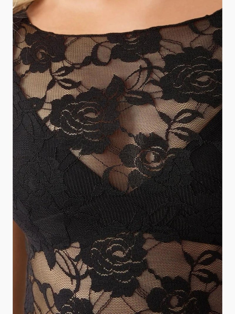Top corto in pizzo floreale pika collection hiccup Nero - Kiabi