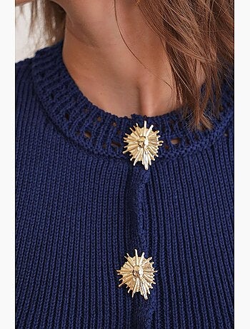 Top corto maglia testurizzata bottoni mixray