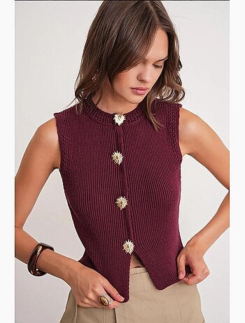 Top corto maglia testurizzata bottoni mixray