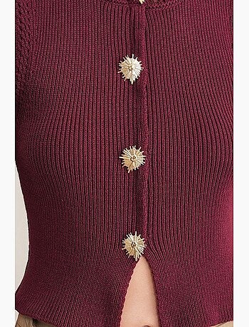Top corto maglia testurizzata bottoni mixray
