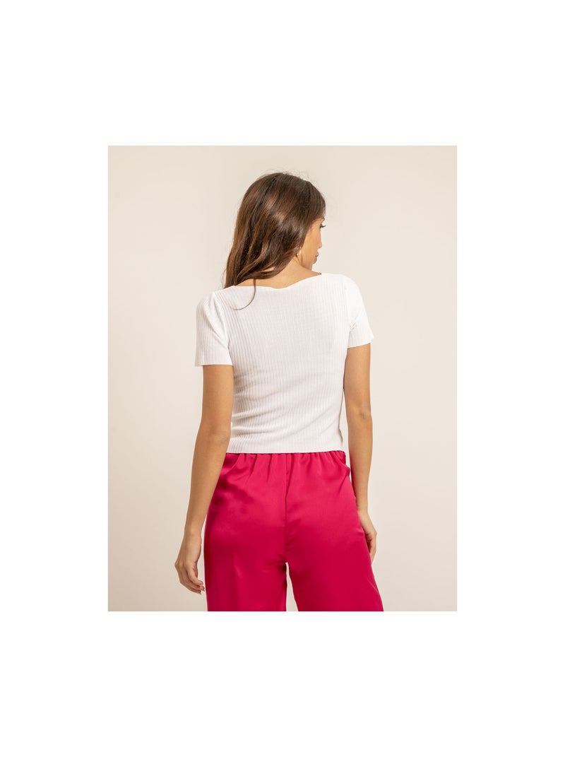 Top corto maille FALINI Bianco - Kiabi