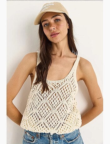 Top corto scollo tondo con pizzo lucci