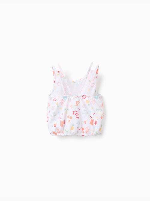Top corto senza maniche in cotone con motivo da spiaggia - Kiabi
