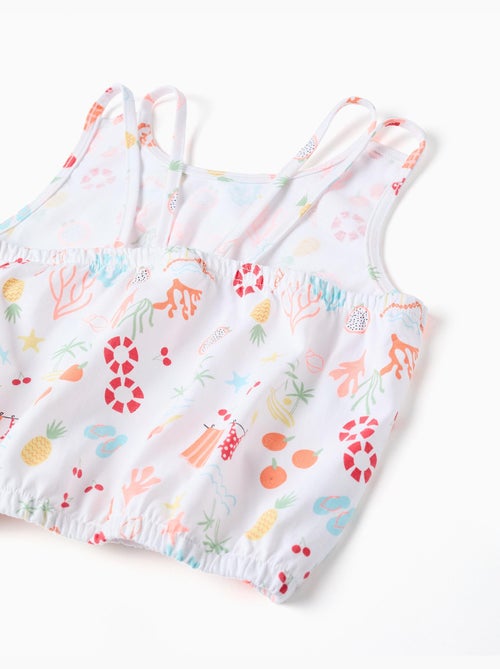 Top corto senza maniche in cotone con motivo da spiaggia - Kiabi