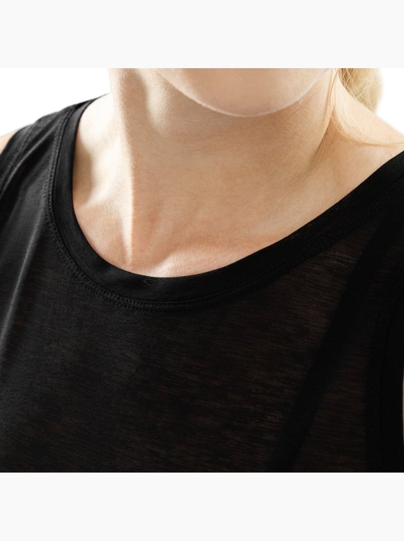 Top corto smanicato da allenamento da donna fitness donna beat Nero - Kiabi