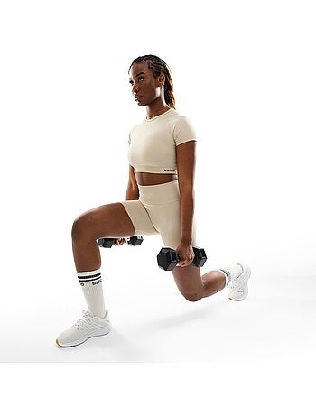 Top corto sportivo a maniche corte senza cuciture da donna fitness donna steam