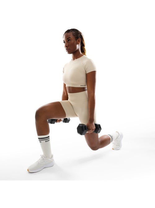Top corto sportivo a maniche corte senza cuciture da donna fitness donna steam - Kiabi Top corto sportivo a maniche corte senza cuciture da donna fitness donna steam - Kiabi