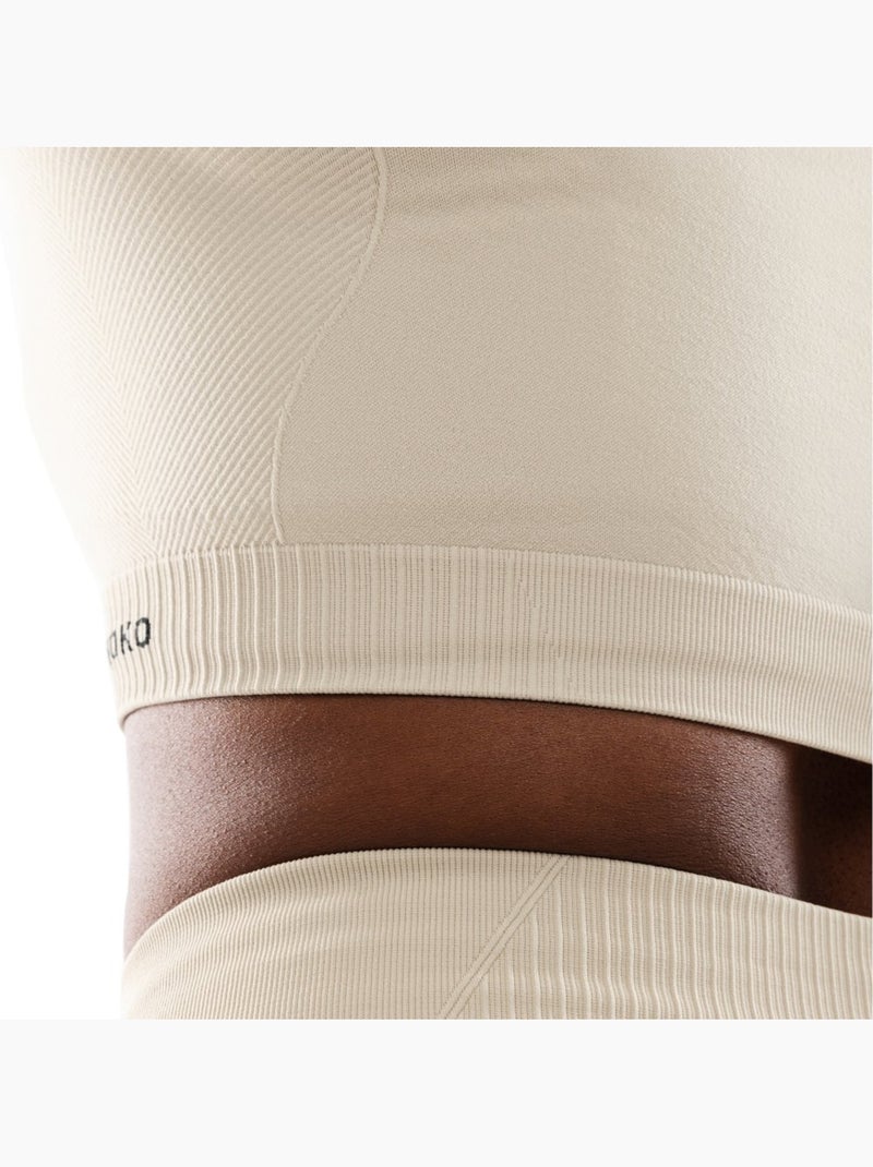 Top corto sportivo a maniche lunghe senza cuciture da donna fitness donna victor Beige - Kiabi