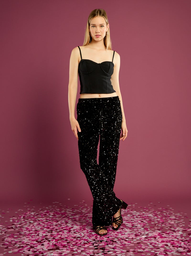 Top corto stile corsetto Nero - Kiabi