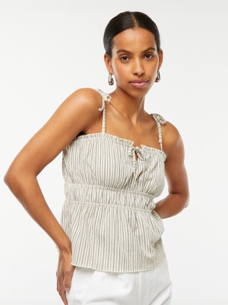 Top cropped a righe con spalline sottili