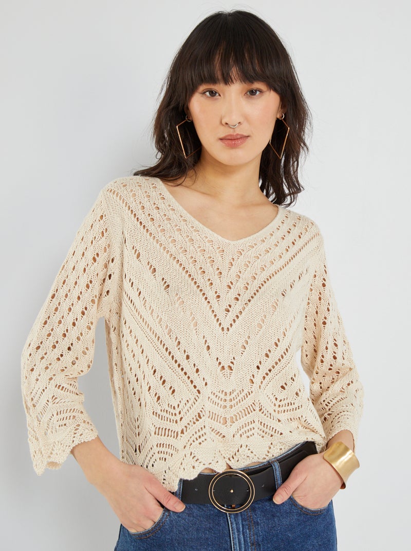 Top cropped all'uncinetto 'JDY' BEIGE - Kiabi