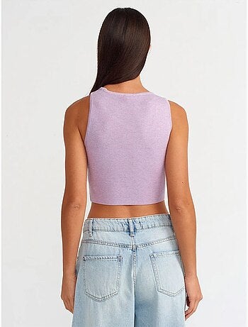 Top cropped in maglia asimmetrico senza cuciture dilvin