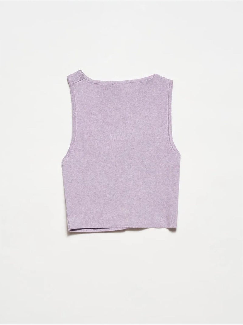 Top cropped in maglia asimmetrico senza cuciture dilvin Lavanda - Kiabi