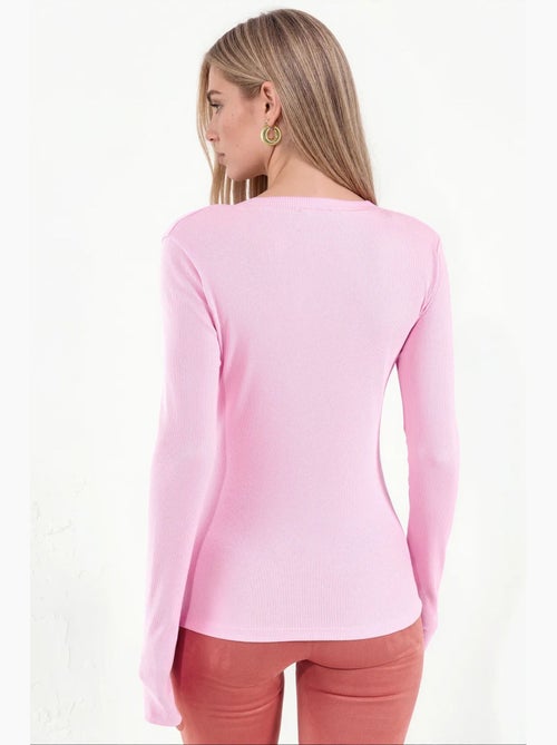 Top da donna a maniche lunghe a coste, slim fit busem - Kiabi Top da donna a maniche lunghe a coste, slim fit busem - Kiabi