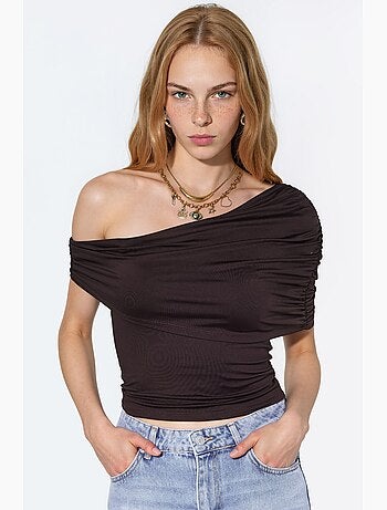 Top drappeggiato collo asimmetrico hiccup