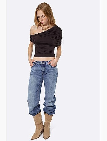 Top drappeggiato collo asimmetrico hiccup