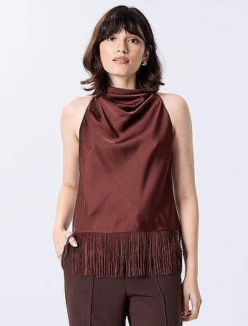Top drappeggiato con scollo all'americana