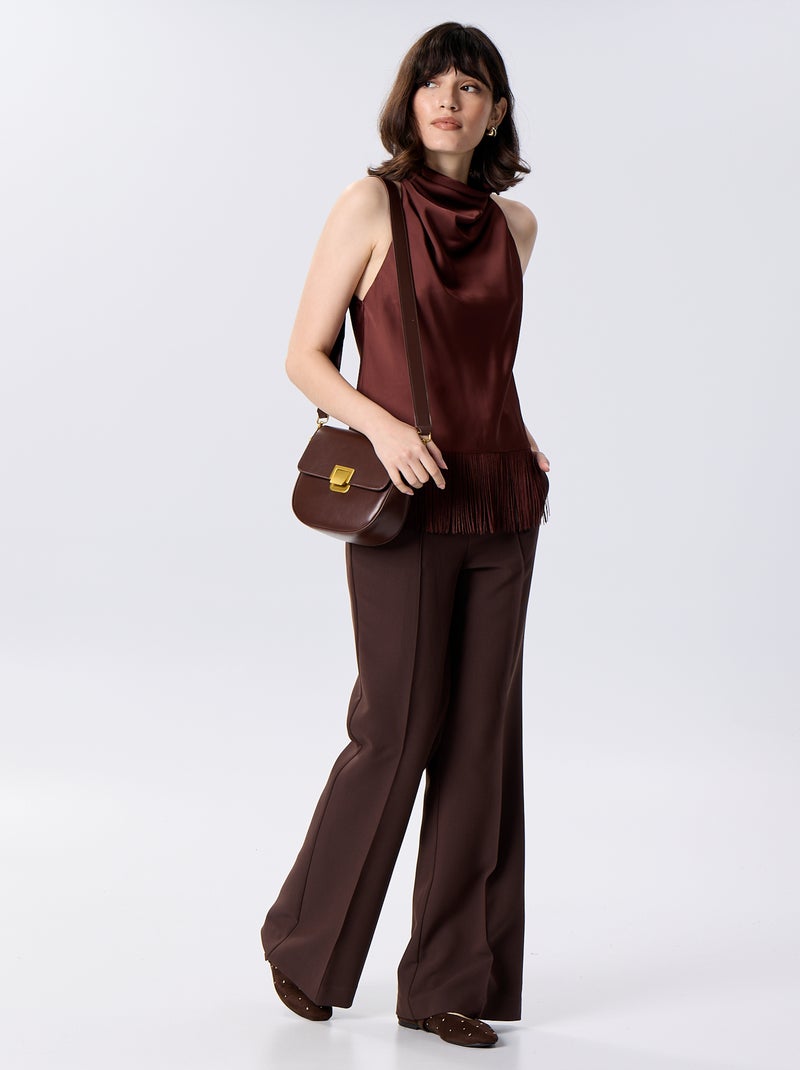 Top drappeggiato con scollo all'americana Marrone - Kiabi