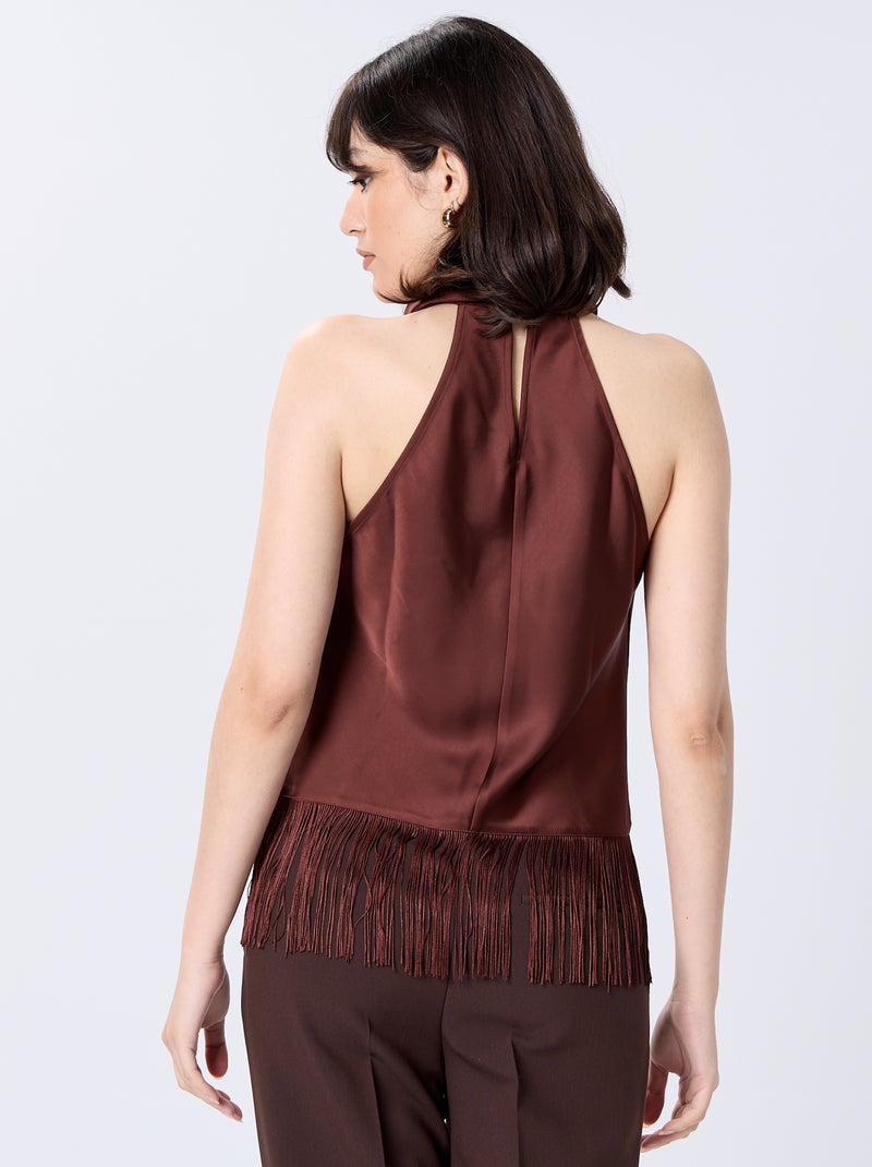 Top drappeggiato con scollo all'americana Marrone - Kiabi