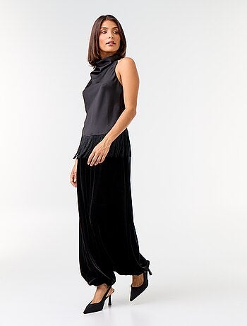 Top drappeggiato con scollo all'americana