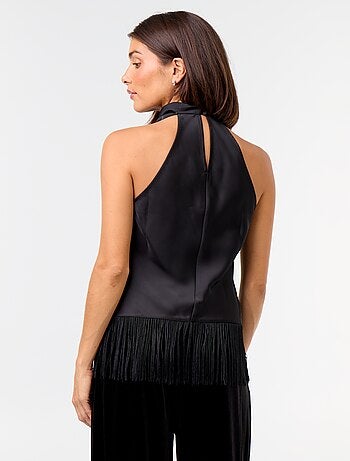 Top drappeggiato con scollo all'americana