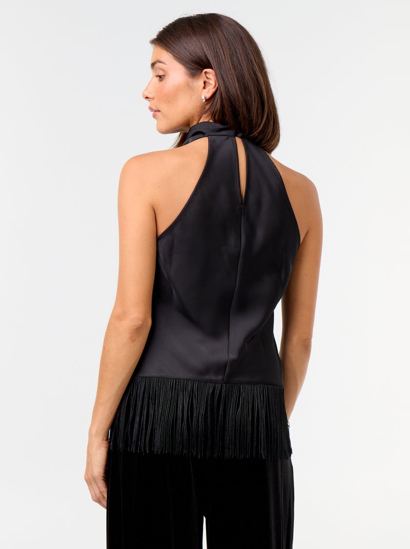 Top drappeggiato con scollo all'americana Nero - Kiabi