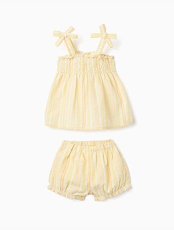 Top e pantaloncini in cotone a righe
