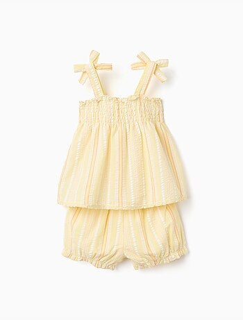 Top e pantaloncini in cotone a righe