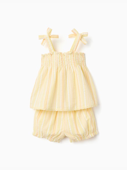 Top e pantaloncini in cotone a righe - Kiabi