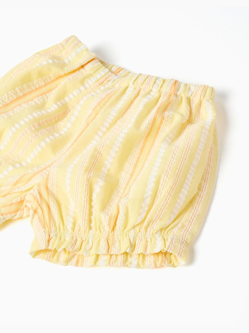 Top e pantaloncini in cotone a righe Giallo chiaro - Kiabi