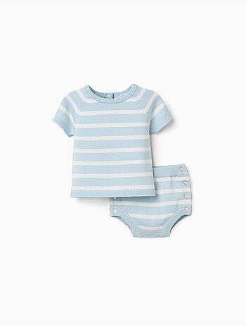 Top e pantaloncini in maglia di cotone a righe