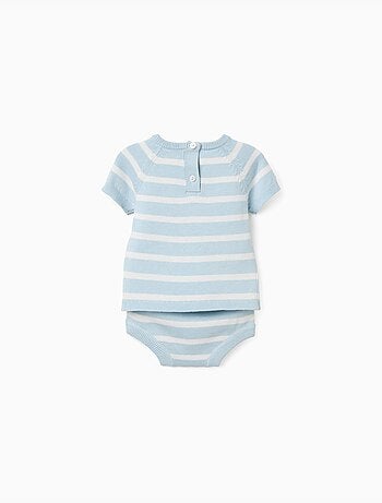 Top e pantaloncini in maglia di cotone a righe