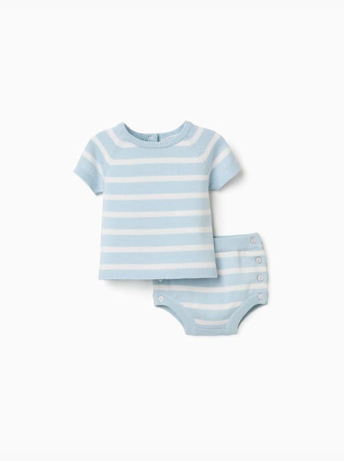 Top e pantaloncini in maglia di cotone a righe - Kiabi