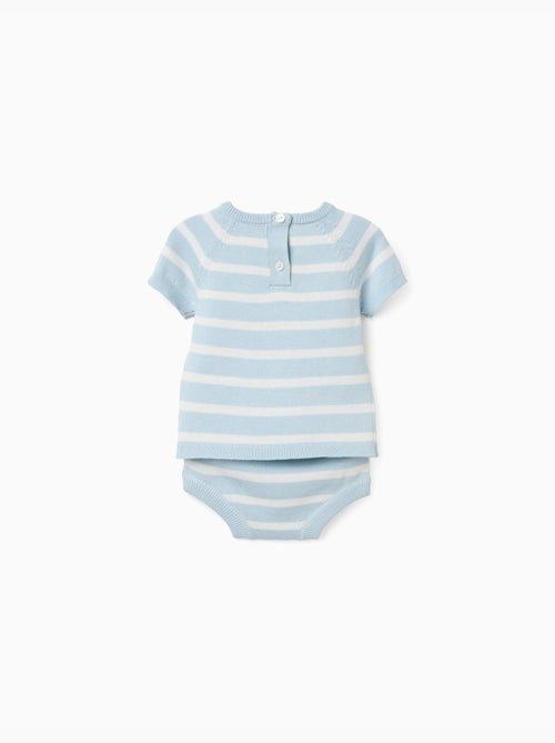 Top e pantaloncini in maglia di cotone a righe - Kiabi