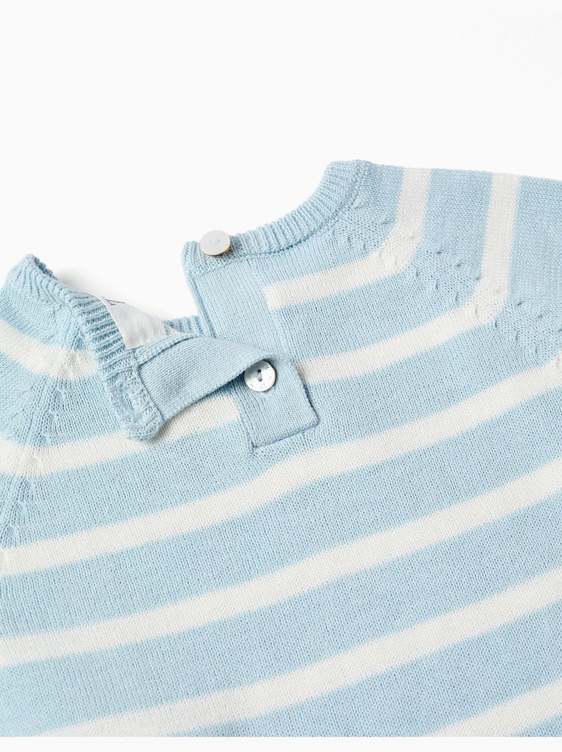 Top e pantaloncini in maglia di cotone a righe Bianco - Kiabi