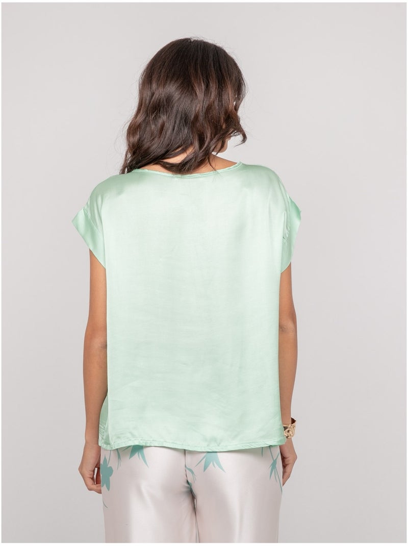 Top effetto satin FRIDOLE Verde acqua - Kiabi