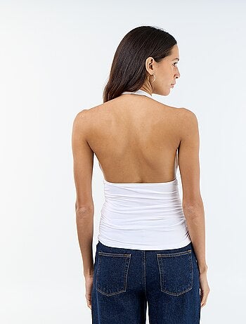 Top elasticizzato con scollo all'americana
