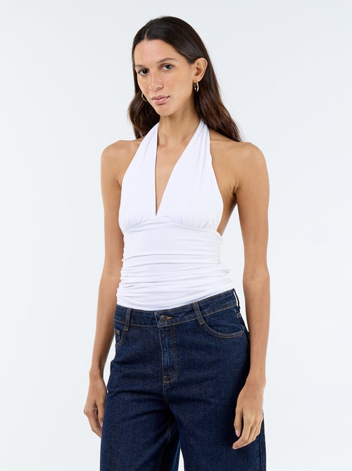 Top elasticizzato con scollo all'americana - Kiabi